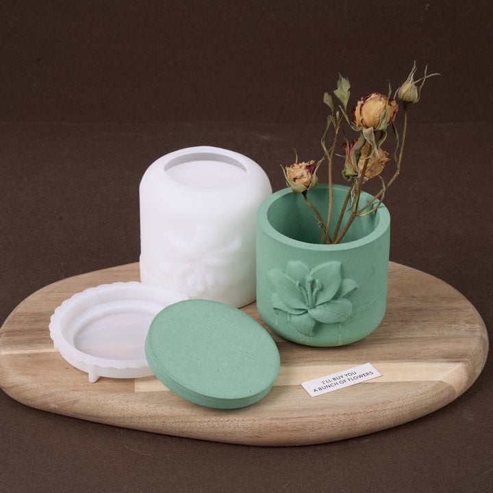 Velura Botanical Relief Candle Jar Silicone Mold