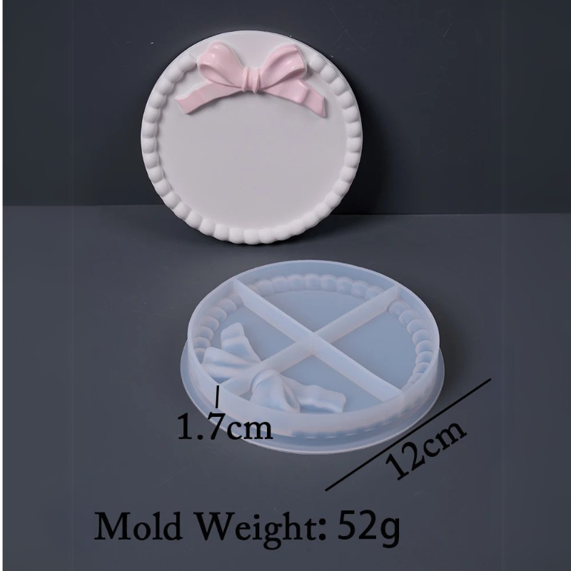 Square Round Bow Bubble Bead Coaster Silicone Mold Round