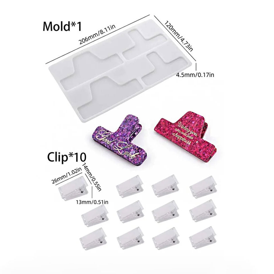 Resin Bookmark Clip Mold with 10pcs Clips