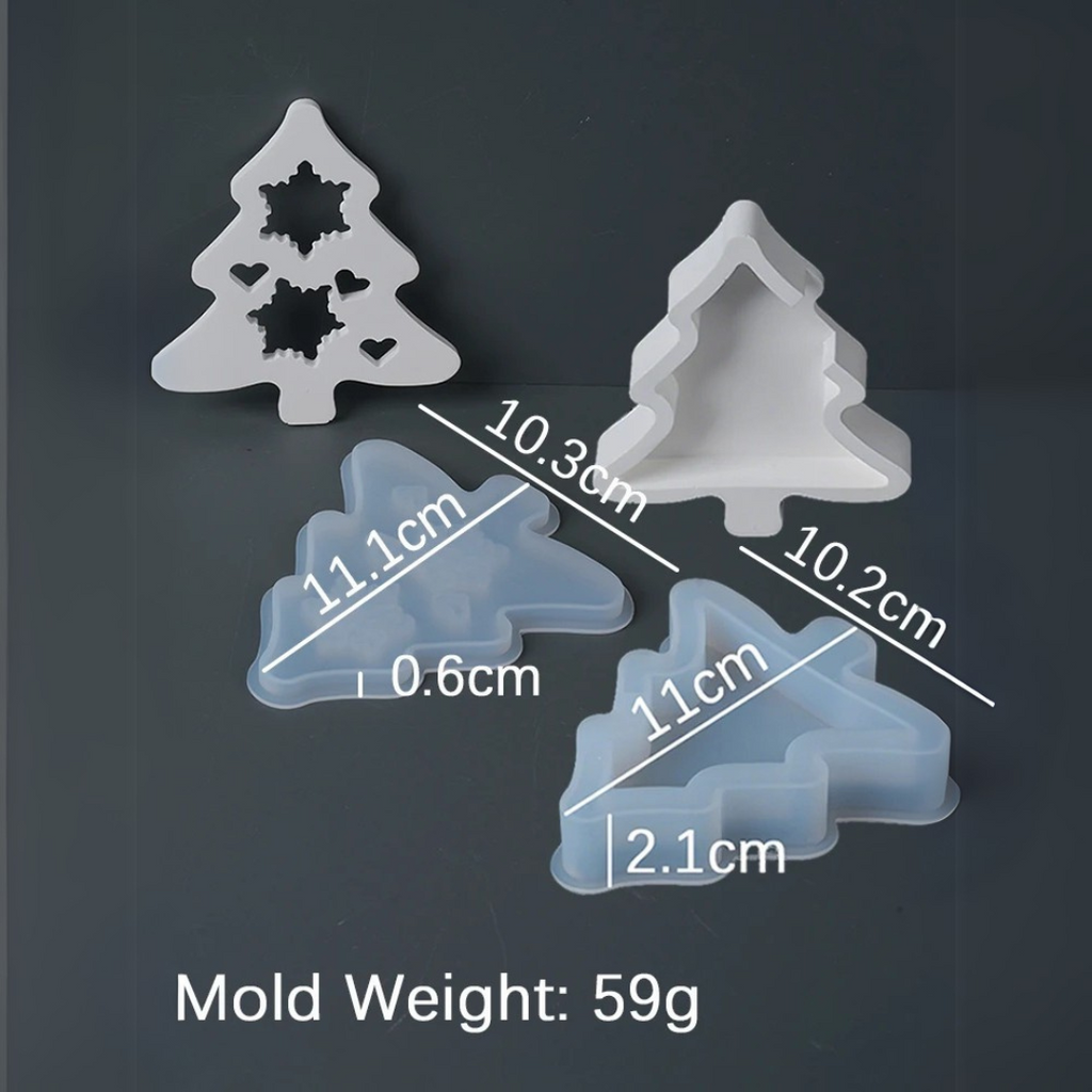 Christmas Tree Silhouette Lamp Silicone Mold Snowflake Set