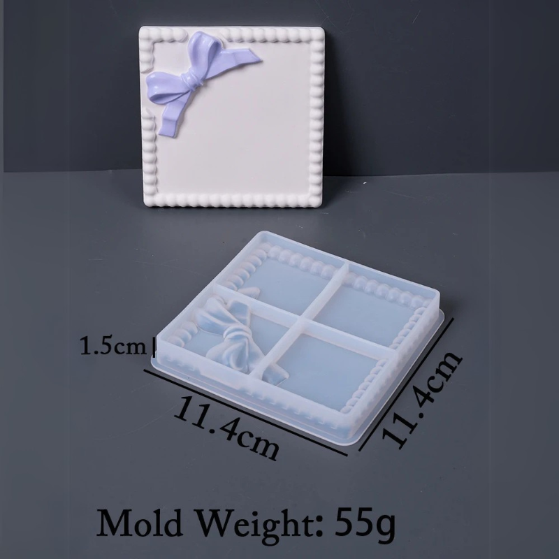 Square Round Bow Bubble Bead Coaster Silicone Mold